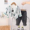Conjunto de primavera e outono para meninos 2024 novo estilo estrangeiro bebê primavera manga longa conjunto de três peças 1-3 anos 5 roupas de bebê para crianças tendência