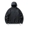 Sudadera con Capucha Suelta para Exteriores de Forro Polar Otoño e Invierno Black Fleet, Catiónica que Absorbe la Humedad, Secado Rápido, Protector Solar, Top Funcional de Manga Larga