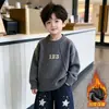 Suéter Cinza com Número Outono e Inverno para Meninos Estilo Coreano Tricô Grosso Infantil Suéter Pulôver Roupas de Outono para Bebê