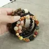 Pulsera Duobao de Madera Simple y de Moda con un Solo Círculo, Sándalo, Arañazo de Gato, Bodhisattva, Pulsera Retro de Moda para Hombres y Mujeres