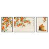 Pintura Decorativa para Sala de Estar Ruyi de Caqui Estilo Crema de Lujo Alto Colgante de Pared para Fondo de Sofá Mural Tríptico Atmosférico