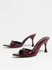 Sandálias de Salto Alto Femininas Primavera/Verão Bico Fino Salto Agulha com Fivela de Strass Mules Fashion Versátil Elegante