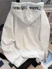 Moletom com capuz bordado com letras grandes, estilo americano, moderno e divertido, para mulheres, novo modelo outono e inverno, manga longa, modelagem solta, peça de outer wear para casais