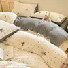 Conjunto de Quatro Peças de Veludo Leite de Inverno Classe A Espessado Coral Fleece Lençol Capa de Edredom Fleece Nantong Roupa de Cama Flanela
