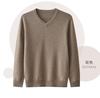 Suéter de cachemira 100% para hombre, cuello en V, doble grosor, de invierno, de alta gama, para negocios, suelto, de punto liso.