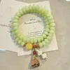 Cuentas de Abaco de Frijol de Leche Tipo Jade Pulsera Bodhi Pulsera de Oración de Doble Círculo Accesorios de Loto Joyería Unisex Pulsera Venta al por Mayor