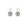 Pendientes de Botón Redondos de Perla Gris Genuina Estilo Retro Francés para Mujer, Pendientes de Diseño de Lujo Ligero de Gama Alta, Colgantes de Oreja, Accesorios para Orejas