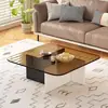 Mesa de centro quadrada de vidro temperado, adequada para salas de estar, apartamentos pequenos, design minimalista, design moderno criativo estilo italiano, modelo novo, mesa de centro baixa para pousadas
