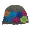 Mori-estilo Double-layer Handmade Crochet Color Flower Wool Hat Crianças Outono e Inverno Niche Fashion Sweet Knitted Pullover Chapéu