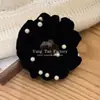 Scrunchie de Veludo com Pérolas de Cor Sólida para Mulheres, Elástico de Rabo de Cavalo de Alta Qualidade, Corda de Cabelo da Moda, Faixa de Cabelo, Acessório de Cabelo