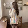 35201 Bolsa de Lona de Gran Capacidad con Línea de Color Contrastante Nueva Moda de Verano para Mujer Bolsa de Compras Bolso de Hombro de Tela Vvest