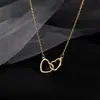 Item Popular Mais Vendido: Colar de Coração com Duplo Anel Simples e Versátil para Mulheres, Design de Nicho de Luxo Leve, Joia de Corrente para Clavícula de Alta Qualidade