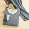 Traje de ropa interior térmica para hombre y mujer cuello redondo ropa de otoño pantalones largos ropa cálida para hombre otoño e invierno