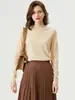 Suéter de punto fino de cachemira pura para mujer, color liso, cuello alto medio, de canalé, básico, ajustado, adelgazante, para commuting