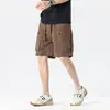 Marca Japonesa Moderna Shorts de Trabalho com Bolso Grande Moda Verão Masculino Tamanho Plus Calças Casuais Retas Soltas Finas