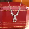 Collar Transfronterizo de Plata de Ley S925 con Piedra de Cristal para Mujer, Popular Cadena de Clavícula de Piedra Natural Versátil de Moda de Alta Gama para Mujer