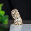 Enfeites de Leão Feitos de Resina e Cristais Naturais, Posição Sentada, Plantas Verdes de Leão, Decoração de Estátua para Desktop, Escritório, Casa