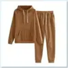 2024 Versión Coreana Nuevo Conjunto de Sudadera Unisex con Capucha de Color Sólido Talla Grande Conjunto Casual Holgado de Dos Piezas para Mujer