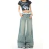 Pantalones de Mezclilla Acampanados Azul Claro para Mujer que Alargan las Piernas de Tiro Alto Micro-Acampanados de Mezclilla Rasgados Desgastados Pierna Ancha Apertura Casual