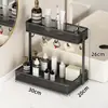 Organizador de cosméticos para baño, encimera de tocador, estación de cuidado de la piel, almacenamiento para baño, color acero inoxidable, expositor de perfumes