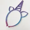 Faixa de Cabeça de Unicórnio Aliexpress Faixa de Cabeça Plástica Colorida com Glitter Acessórios de Cabelo Europeus e Americanos Adereços de Festa Adereços de Cabeça para Aniversário Infantil