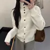 Estilo Coreano Outono e Inverno Novo Estilo Gola Alta Solto Estilo Preguiçoso Efeito Emagrecedor Jaqueta Cardigã de Tricô Feminino Cor Lisa Versátil Suéter