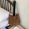 Bolso Trenzado Retro Calado para Mujer 2026 Nuevo de Moda Tendencia Estilo Coreano Bolso Cubo Simple Bolso de Hombro Cruzado