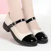 Zapatos de piel para mujer Mary Jane de bloques de color, corte bajo, nueva colección de otoño 2026, zapatos de tacón grueso, mocasines franceses vintage