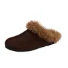 Estilo Nuevo Invierno 2026 Zapatillas de Algodón Cálidas de Corte Bajo Planas sin Cordones con Forro de Borrego y Cubierta de Piel para Mujer