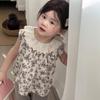 Temporada de Campo de Trigo 2025 Verano Nuevo Corea del Sur Ropa Infantil Niñas Camisa Floral Mori Estilo Infantil Cuello de Encaje Top