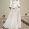Falda Larga de Retazos Blancos Transfronteriza para Mujer, Estilo Europeo y Americano, Nueva Primavera/Verano 2026, de Cintura Alta, Fluida, Casual y Elegante