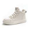Tenis Blancos de Caña Alta de Piel Genuina para Mujer, Zapatos Casuales Planos Primavera 2025, Zapatos de Lona Transpirables de Piel de Vaca con Suela Suave, Cómodos y Versátiles