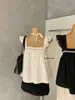 Wgwe8834 Ropa de Mujer Shisanxing de Guangzhou Primavera/Verano Nuevo Top Babydoll de Tirantes con Cuello Cuadrado y Adorno de Encaje