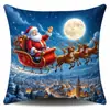 Decoración Festiva Aro de Puerta Navideño Trineo Muñeco de Nieve Estampado Funda de Almohada Decoración de Sofá Dormitorio Cojín de Felpa Corta