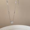 Luz Estelar Brillante ~ Exquisito Collar con Colgante Redondo de Zircón para Mujer Xia Xiaozhong ins Lujo Ligero de Alta Gama Versátil Cadena Clavicular