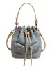 Bolsa para Mujer Yuezi 2026 Verano Nuevo Bolso de Moda Versátil Bolso de Hombro Cruzado Bolso de Mano Retro Bolso Cubo con Cierre de Cordón Bolsos