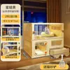 Gabinete para Gatos con Balcón Panorámico Villa con Arenero y WC Integrados, Espacio Interior Amplio para Uso Doméstico, Una Recámara, Una Sala de Estar, Un Baño