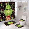 Serie Grinch Impresión Digital Poliéster Impermeable y Resistente al Moho Cortina de Ducha Juego de Cuatro Piezas Venta Directa de Fábrica Resistente al Moho y Antibacteriano