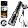 Linterna Láser Blanca LED Recargable Doble COB Temperatura de Color Múltiple Antorcha con Pantalla Digital Alta Potencia Alcance 800m Aleación de Aluminio Luz de Emergencia para Exteriores