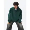 Sudadera con Capucha Gruesa Otoño Invierno Bordado Lavado a la Arena Desgastado Patchwork Hombro Cuello Redondo con Capucha Forro Polar Engrosado para Hombre Sensación de Alta Gama Chaqueta de Moda