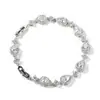 Pulseira Tennis Hip-Hop Vintage Transfronteiriça Luxo Leve Zircônia Cristal Completo Gota d'Água, Acessório de Noiva de Alto Padrão, Joia Hip-Hop