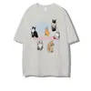 Algodão Puro Verão Marca da Moda Doce e Fresco Estilo Design Pesado Manga Curta Gato Fofo Versátil Casual Top para Mulheres