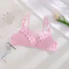 Mercadorias à vista transfronteiriças Período de desenvolvimento de meninas Sutiã Sem aro Copas fixas Estampa floral de bolinhas Algodão puro Respirável confortável Roupa íntima para estudantes