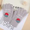 Guantes Táctiles de Dedos Completos Ins Otoño e Invierno Dibujo Animado Fresa Felpa Cálida Estudiante Forro Polar Tejido Estilo Ins Estilo Infantil