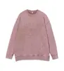 Moletom Vintage Lavado com Gola Redonda, Fleece Pesado de Laço Grande 370g para Homens, Marca Tendência Retro Americana com Caimento Solto, Moletom para Atacado