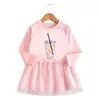 Vestido Nuevo de Estilo Coreano para Niña Primavera y Otoño 2023 Vestido de Malla de Manga Larga de Dibujos Animados Vestido de Princesa Elegante para Bebé