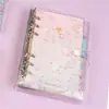 2027 Cuaderno con Corazón Girly y Arena Flotante con Aceite, Anillado A6, Transparente de PVC con Brillo, Cuaderno Funcional