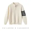 Suéter de Tricô Cashmere Meia-Zip Juvenil e Infantil para Meninos e Meninas Clássico Pulôver Base Versátil Não