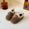 Sapatos Infantis Retrô Plus Veludo Quente Algodão Sapatos Birkenstock 2026 Outono Novo Estilo Coreano Meninas Plus Veludo Mocassins Casuais