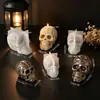 Molde de Silicona Calavera Tallada Retro Vela de Aromaterapia Halloween Molde de Calavera con Patrón 3D